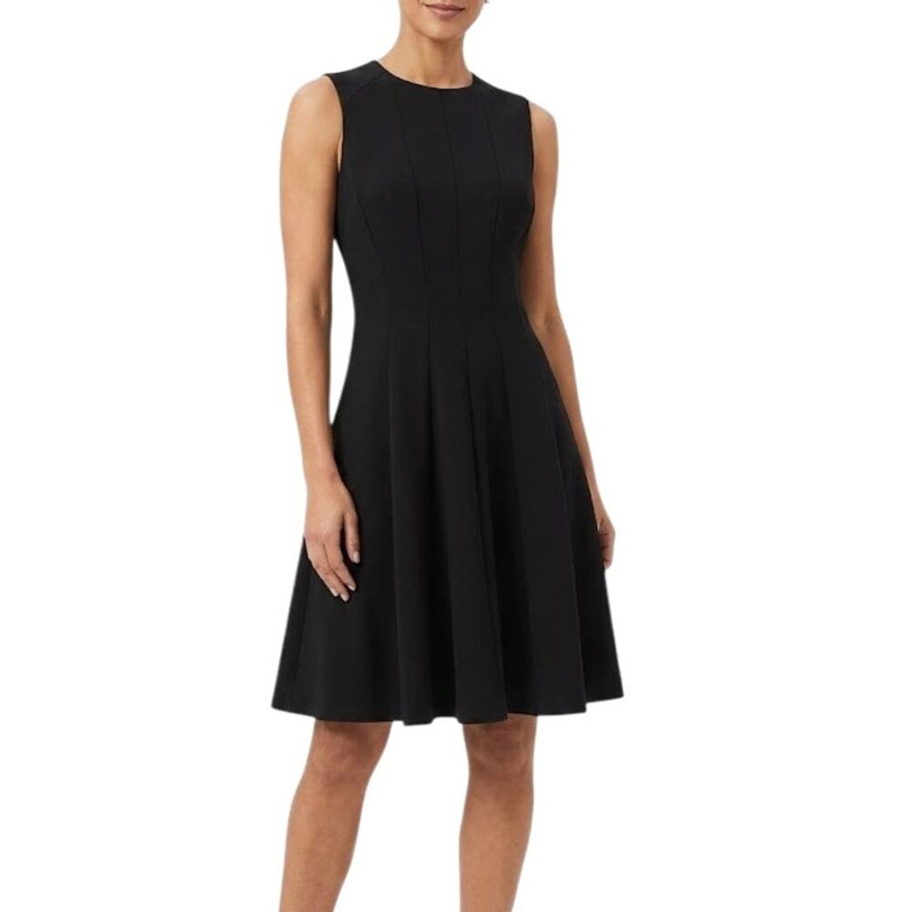 Polo Ralph Lauren Black Fit & Flare Dress Sz 2 Paneled Bodice Pleated Skirt